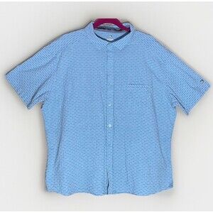 Kuhl Shirt Mens XXL Blue Stripe Short Sleeve Button Front Relaxed Outdoor Travel